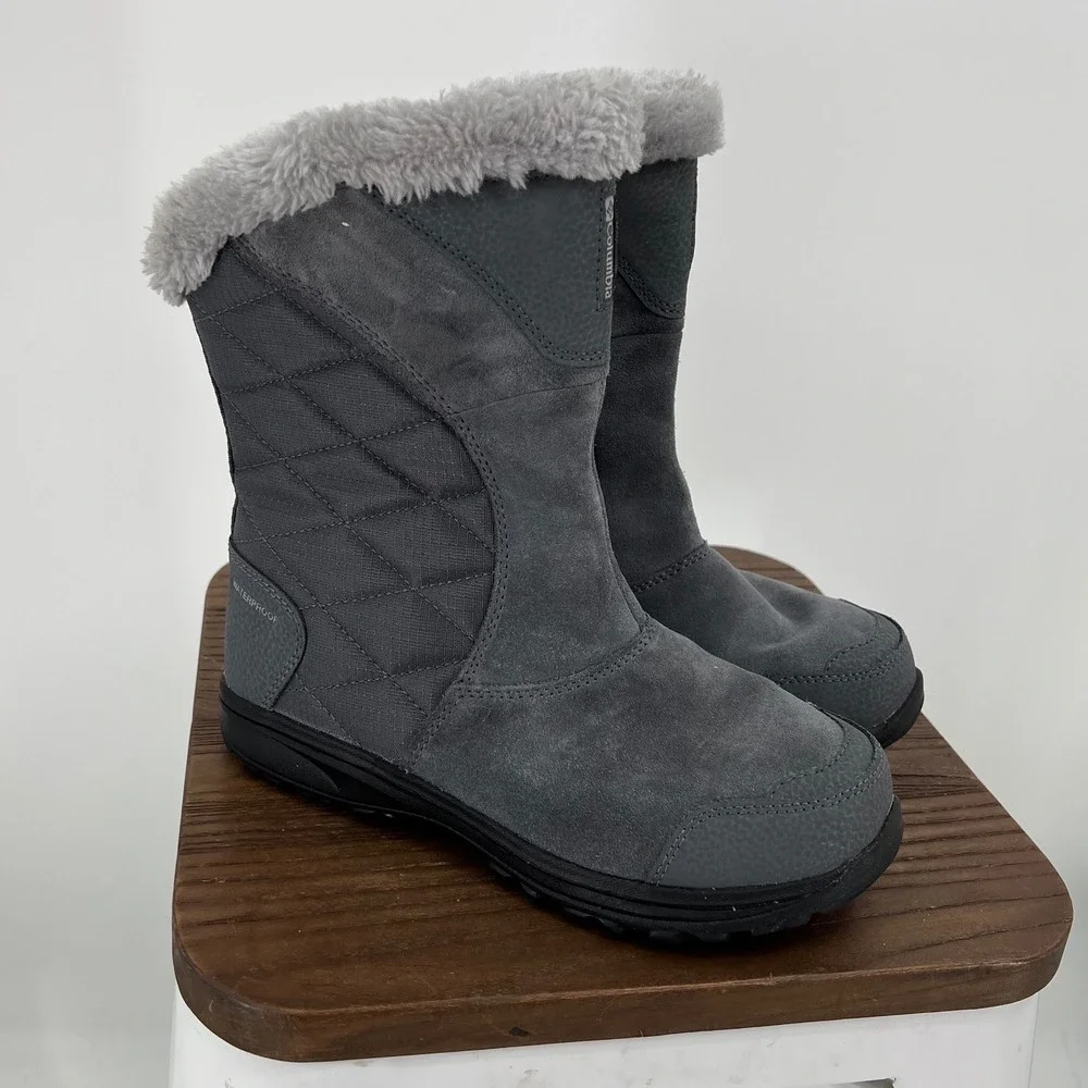 Columbia Columbia Ice Maiden II Waterproof Winter Boot Omni-Heat Snow Gray 6.5